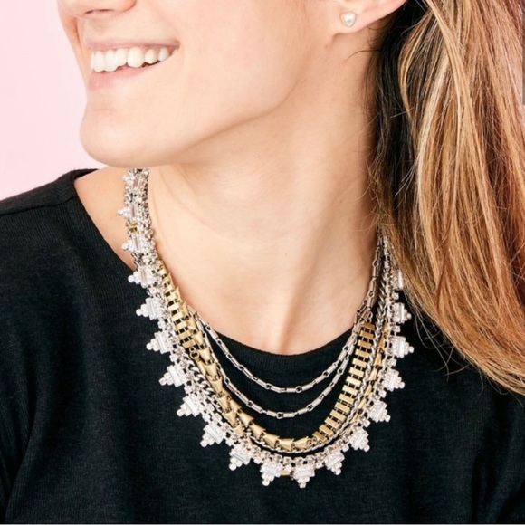 Stella & Dot Sutton Mixed Metal Necklace Five Ways to Style Silver Gold … - Picture 1 of 3